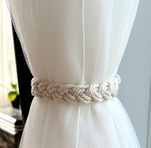 2 white <b>curtain</b> tiebacks - Window accessories - Set of macrame <b>curtain</b> and sheer tiebacks - Product Image 3