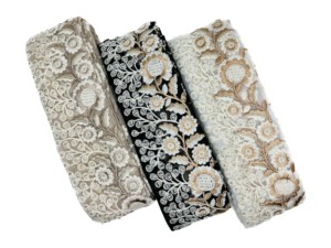 Latest Handmade Designer Wedding Blouses Luxury 3D Flower Embroidery Simple Traditional Style Fancy Decorative Trim Made Lace - Product Image 2