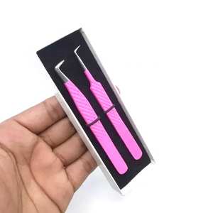 Venta al por mayor Pinzas de pestañas Venta al por mayor Volumen 90 grados Flaco Japonés Acero inoxidable Diamante Agarre Pinzas de extensión de pestañas - Product Image 1