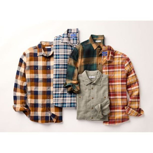 Chemises en flanelle décontractées à manches longues pour hommes grandes tailles, 100 % coton, à carreaux, avec fermeture boutonnée dissimulée et coupe ample – Vente en gros - Product Image 2