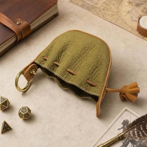 Handmade Leather <b>Dice</b> Pouch Drawstring <b>Bag</b> Teal Blue Portable Craft Gift for Gamers - Product Image 4