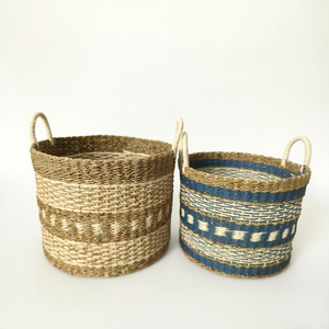 Cheap Price High Quality Woven Seagrass Eco-Friendly Durable Baskets for Storage Natural Basket Handle Organizer Home Decor - Product Image 2