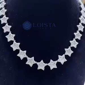 LOISTA Star Moissanite <b>Statement</b> <b>Necklace</b> 925 Silver Rhodium Plated Women's Luxury Party Jewelry - Product Image 2