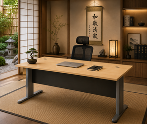 Modern Extendable Executive Office Table with Wall Mount <b>File</b> <b>Drawer</b> Storage Durable Melamine Laminate 1-Year Warranty - Product Image 1