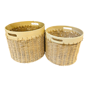 <b>Round</b> <b>Wicker</b> Storage <b>Basket</b> Natural Rattan Organizer Bin with Handle for Clothing Shoes Bathroom Home Decor - Product Image 4