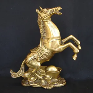 Figurine de cheval en laiton, décoration Feng Shui, sculpture animale faite à la main pour table, salon, thème du Nouvel An chinois - Product Image 1
