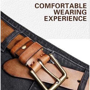 Cinturón de Cuero Genuino Reversible Marrón Cognac de 3.5cm de Ancho con Hebilla de Acero, Ajuste Personalizado, Casual y Formal, Impermeable y Duradero - Product Image 5