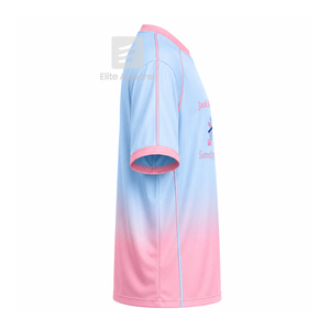 Camiseta de fútbol americano personalizada J & J of America de manga corta con logo frontal en degradado de color azul cielo y rosa, jersey de poliéster transpirable. - Product Image 4