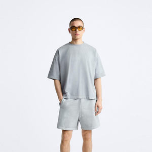 T-shirt gris à col rond pour homme, coupe ample, manches courtes, haut basique, logo personnalisé, OEM ODM, vêtements en gros - Product Image 6