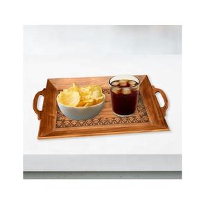 Plateau de service rectangulaire en bois d'acacia de qualité supérieure, fait à la main, en bois naturel, pour la cuisine, l'hôtel et la restauration - Product Image 5