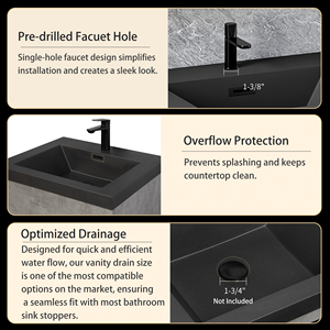 Mobile bagno moderno sospeso da 60 pollici con doppio lavabo in quarzo nero e mobiletto contenitore a parete - Product Image 4