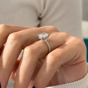 2.5CT Cushion Lab Grown Flush Fit Pave Engagement <b>Ring</b> with Hidden Halo IGI Certified 14k/18k White Gold <b>Diamond</b> <b>Ring</b> for Women - Product Image 2