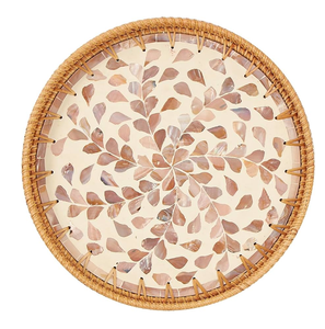 Nueva bandeja de servir de ratán con diseño floral, juego de bandejas ecológicas para la cocina, bandeja para el desayuno, bandeja para tazas de té - Product Image 2