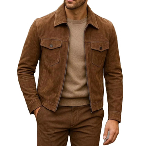 Black <b>Suede</b> Leather <b>Jacket</b> for <b>Men</b> Fully Lined Casual Winter Wear - Product Image 3