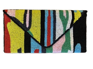 Sac à main artisanal en perles de graines de pastèque, motif floral, multicolore, pochette en perles, accessoire de festival en gros - Product Image 3