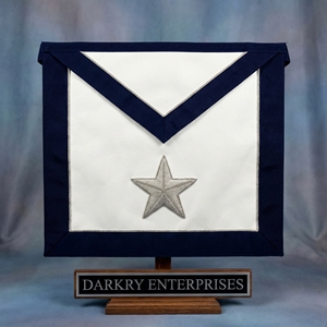 Delantal Masónico Hecho a Mano Personalizado con Borde Azul Marino y Bordado de Estrella Plateada, Suministros para Logia Masónica - Product Image 1