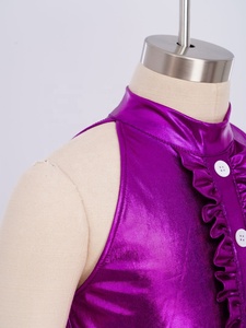 Traje de Danza Jazz para Niñas de 6 a 16 Años, Mono Metálico con Volantes para Actuaciones en Escenario, Clases, Fiestas, Práctica de Danza Latina - Product Image 4