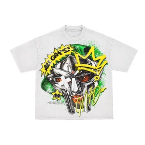 Oversized Streetwear T-Shirt <b>Men</b> Short Sleeve Cotton Jersey Printed Character Design O-Neck Front Logo - Product Image 1