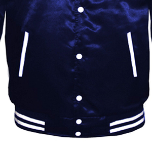 Veste universitaire bleu marine pour homme, manches régulières, couleur unie, col rabattu, fermeture boutonnée, vêtement d'automne - Product Image 4