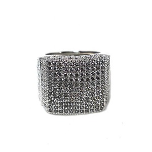 Bague Cocktail de Luxe Jewelux en Argent 925 avec Moissanite Taille Brillant, Sertissage Pavé, Design Géométrique – Pour Homme, Mariage, Hip-Hop, Quotidien - Product Image 5