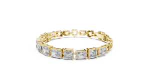 Bracelet tennis en or avec diamants taille princesse, bracelet éternité en diamants carrés de laboratoire, bijoux de luxe en diamants pour femmes - Product Image 3