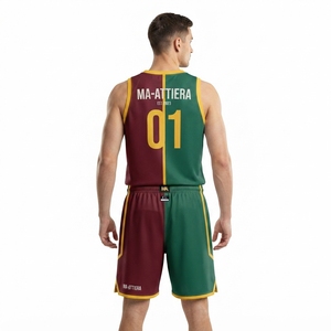Ensemble de maillot et short de basket-ball personnalisé MA-ATTIERA, sublimé, respirant, sans manches, uniforme de sport - Product Image 2