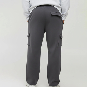 Pantalon de survêtement décontracté sur mesure pour homme en molleton, polyester/coton, toile écologique, épais, coupe oversize avec poches cargo latérales - Product Image 3