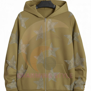 European American Cross-border Autumn Gothic 3D <b>Star</b> Rhinestone Full Sleeve Hooded Zipper <b>Design</b> High Street Trendy Loose Fit - Product Image 4