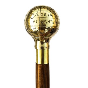 Wooden Cane World Globe Stick Elegant Walking Cane with <b>Decorative</b> Globe Handle - Product Image 2