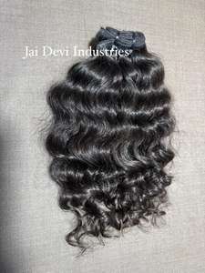 Extensiones de Cabello Humano Remy 100% Virgen Indio de Templo, Textura Rizada, Doble Trama a Máquina, Ondas Profundas, para Trenzas, Sin Procesar, a Granel - Product Image 4