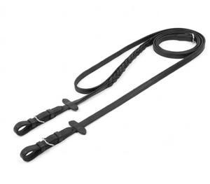 Rub International Black Rubber & Leather <b>Lead</b> <b>Rope</b> with Metal Buckles Durable 54" Long for <b>Horse</b> Riding Equestrian Equipment - Product Image 2