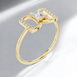 แหวนมอสซาไนต์ทรงเจ้าหญิง ดีไซน์โดดเด่น โรแมนติก สำหรับผู้หญิง เงินแท้ 925 ชุบทอง เหมาะเป็นของขวัญแทนคำมั่นสัญญาสำหรับคนรัก - Product Image 5