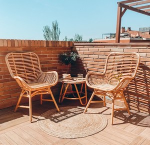 Scandinavian Boho Rattan <b>Dining</b> <b>Chair</b> Minimalist Single Armchair Handcrafted Rattan Furniture for Nordic Style <b>Dining</b> Room Cafe - Product Image 4