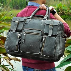 Bolso de Mano de Gran Capacidad Estilo Vintage para Uso Diario y Viajes, Maletín de Cuero Genuino para Portátil de 14 Pulgadas para Hombres - Product Image 3