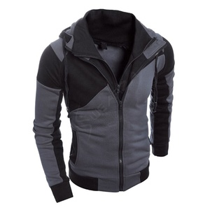 Diseño único con capucha Última moda Manga larga Patchwork Pullover Hombre Cremallera Sudaderas Premium Mezcla de algodón Zip Front Sudaderas - Product Image 4