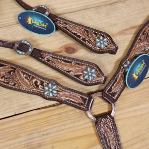 High Quality DD Leather Equestrian Breast Collar Set Black Brown Tan Colors Assorted Sizes Horse <b>Boots</b> Head Stall Variety Hairon - Product Image 3