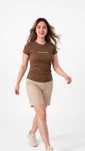 เสื้อยืดคอกลมแขนสั้นสีน้ำตาลเข้มทรงเข้ารูปสำหรับผู้หญิงจาก Oneten Apparel - Product Image 3