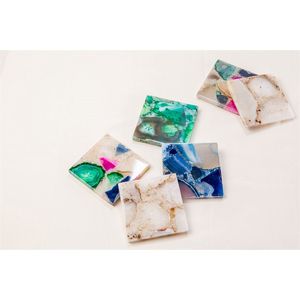 แผ่นรองแก้วเรซิ่นลายหินอ่อนหลากสี - Product Image 2