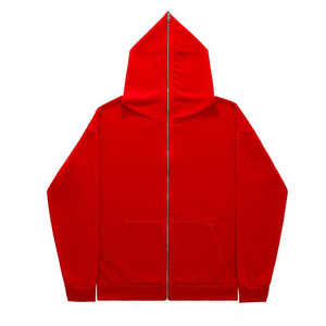 Sweat à capuche zippé blanc pour homme, coupe classique, en coton molletonné uni, décontracté, pour l'automne, 300 GSM - Product Image 2