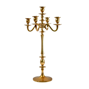 Candelabro Moderno Minimalista de Hierro Forjado con 5 Brazos, Portavelas Alto de Metal Bronce Antiguo, Centro de Mesa para el Hogar - Product Image 4
