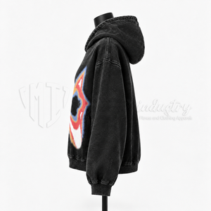 Sudadera con Capucha Negra Lavada Oversize para Mujer, con Gráfico Personalizado, Estilo Vintage Streetwear, Fabricante de Sudaderas de Forro Polar - Product Image 5