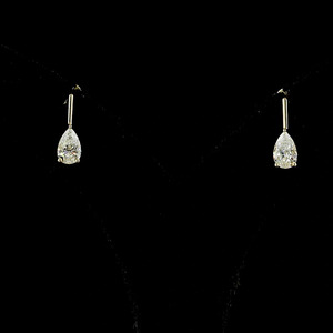 Boucles d'oreilles pendantes en diamant de laboratoire taille poire certifié IGI, luxe minimaliste, or 10K 14K 18K, argent 925 935, cadeau de mariage, haute joaillerie - Product Image 1