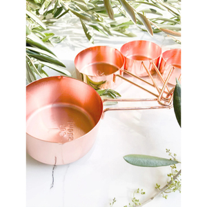 Copper <b>Measuring</b> Tools <b>Set</b> Food Grade Durable <b>Measuring</b> <b>Cups</b> And Spoon <b>Set</b> With Wired Handle Rose Gold Shiny Polish Hot Selling - Product Image 1
