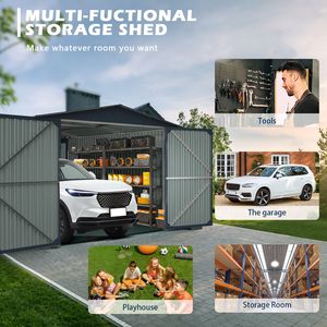 20x10 FT giardino in metallo capannone 2 porte 4 prese d'aria 20x10 strumento di utilità casa costruzione per il cortile CarTruck bici deposito immondizia - Product Image 4