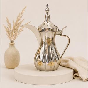 Luxury Stainless Steel Arabic Coffee Dallah <b>Pot</b> Traditional Middle Eastern Gahwa Kettle with Gold Accents for Home Hotel Use - Product Image 4