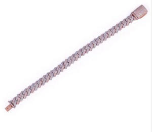 Rose Gold Plated Cuban Link <b>Bracelet</b> With <b>Crystal</b> Rhinestones Micro Pave Chain Unisex Hiphop Style Jewelry - Product Image 2