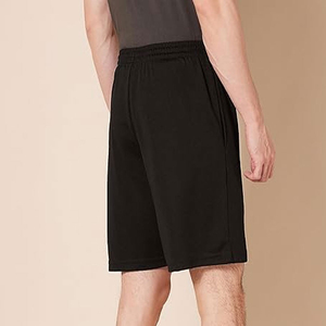 Shorts de plage pour hommes en polyester noir, taille élastique, tricotés, couleur unie, séchage rapide, respirants, motif floral, taille mi-haute, longueur courte - Product Image 3