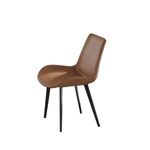 Sedia da Pranzo Moderna Marrone con Gambe in Metallo Nero, Set da 2 Pezzi per Soggiorno e Sala da Pranzo - Product Image 6