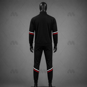 Survêtement sportif d'hiver pour hommes grandes tailles en coton et polyester avec fermeture éclair sur le devant, logo uni, vêtements de sport décontractés, service OEM - Product Image 6