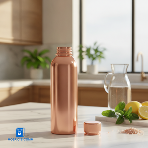 Botella de Agua de Cobre Ecológica Mosaic E-Comm, Diseño Moderno con Anillo, a Prueba de Fugas, Ayurvédica, para Beber, Uso en Cocina e Interiores, Hecha en India - Product Image 1